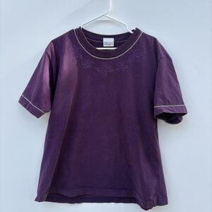 Liz Claiborne Purple Embroidered Tee